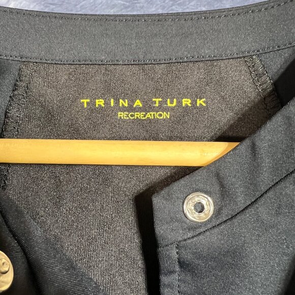 Trina Turk Recreation Black Jet Set Asymmetrical Zip  Jacket Sz L - Picture 3 of 3